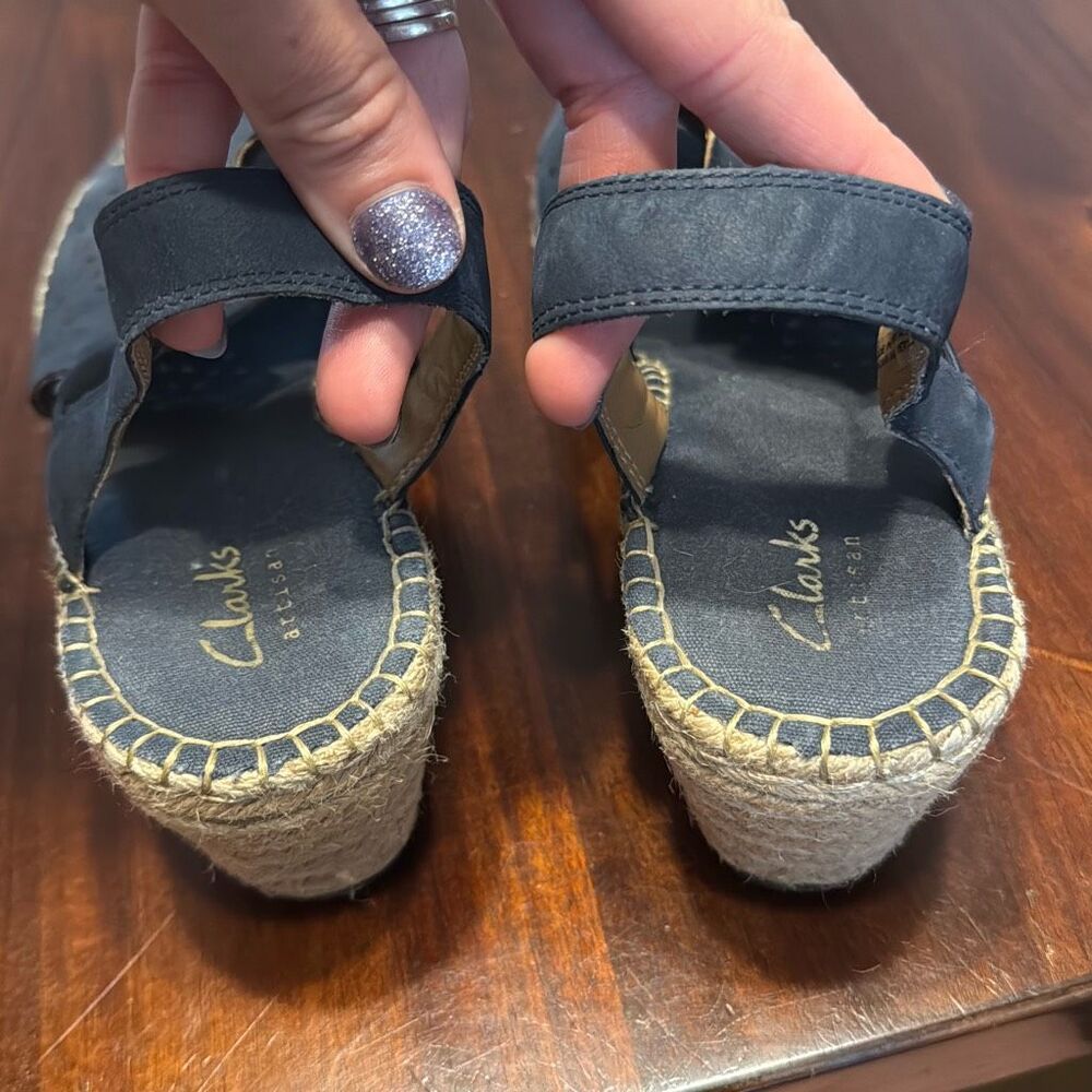 Clarks Artisan Petrina Navy Nubuck Wedges Espadri… - image 3